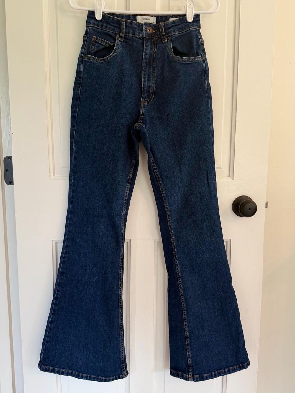 Cotton On‎ Original Flare Jeans High Rise Dark Wash Stretch Denim Size 4